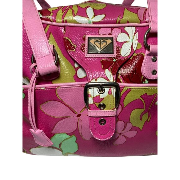 Roxy Floral Pink Bag Hawaiian Plumeria Carry On Travel Gym Tote 90s Y2K - Picture 7 of 16